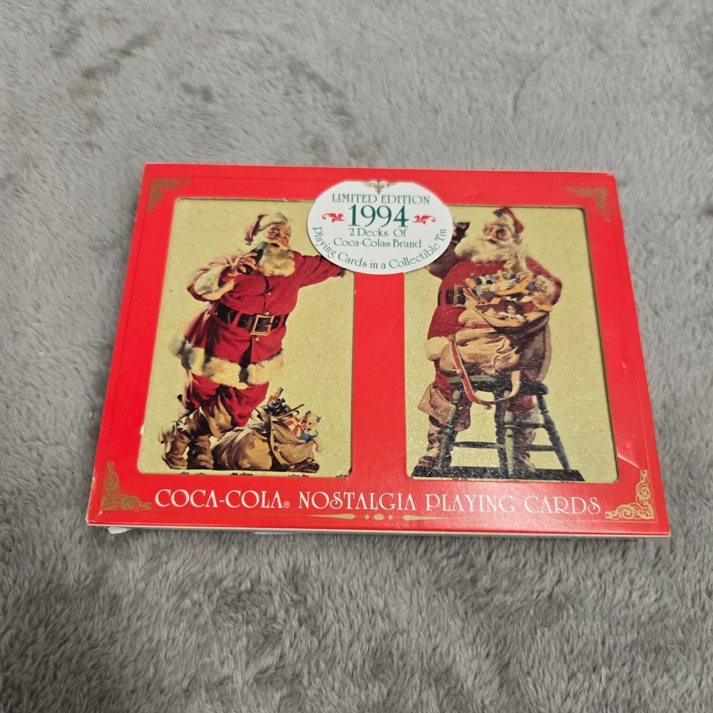 Vintage 1994 Coca-Cola Santa Claus Playing Cards 2 Decks in Collectible Tin NEW